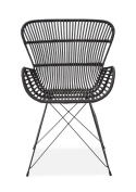 Halmar K335 krzesło do jadalni rattan czarny, materiał: rattan naturalny / metal