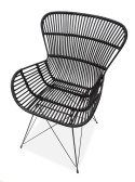 Halmar K335 krzesło do jadalni rattan czarny, materiał: rattan naturalny / metal