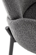 Halmar K477 krzesło do jadalni popiel, materiał: tkanina - bouclé / stal malowana proszkowo, czarny