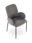 Halmar K477 krzesło do jadalni popiel, materiał: tkanina - bouclé / stal malowana proszkowo, czarny