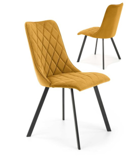 Halmar K450 krzesło musztardowy, materiał: tkanina velvet / stal