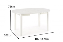 HALMAR stół RINGO kolor blat płyta meblowa okleinowana - biały nogi MDF okleinowany - biały (102-142x102x76 cm)