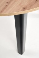 HALMAR stół RINGO okrągły kolor blat dąb artisan płyta meblowa okleinowana, nogi - czarny MDF okleinowany (102-142x102x76 cm)
