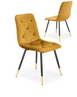 Halmar K438 krzesło pikowane do jadalni musztardowy ( żółty ), materiał: tkanina velvet / stal malowana