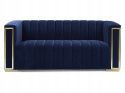 SIGNAL SOFA KANAPA VOGUE 2 TAPICEROWANA TKANINA VELVET GRANATOWY TAP.202/ZŁOTY METAL DWUOSOBOWA