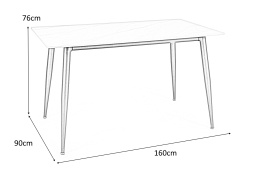 SIGNAL STÓŁ RION BLAT CERAMIKA EFEKT MARMURU BIAŁY/ CZARNY MAT STELAŻ METAL 160X90 PROSTOKĄTNY NIEROZKŁADANY