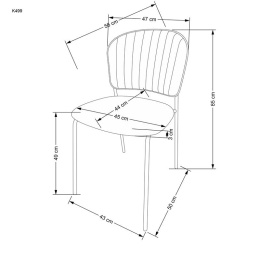 Halmar K499 krzesło popielaty, materiał: tkanina - velvet / stal chromowana złoty