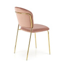 Halmar K499 krzesło różowy, materiał: tkanina - velvet / stal chromowana złoty