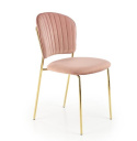 Halmar K499 krzesło różowy, materiał: tkanina - velvet / stal chromowana złoty