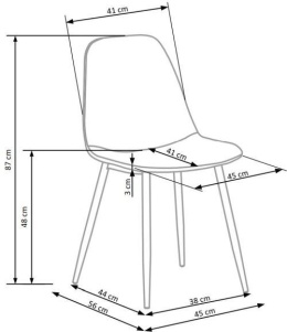 Halmar K316 krzesło tapicerka - popielata, nogi - dąb miodowy
