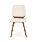 Halmar K511 krzesło kremowy / orzechowy, materiał: tkanina boucle / sklejka gięta / drewno lite
