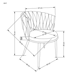 Halmar K517 krzesło popielaty, materiał: tkanina - velvet / stal malowana proszkowo