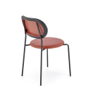 Halmar K524 krzesło bordowy, materiał: eko skóra / rattan syntetyczny / polipropylen / stal malowana proszkowo