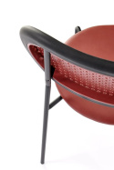 Halmar K524 krzesło bordowy, materiał: eko skóra / rattan syntetyczny / polipropylen / stal malowana proszkowo
