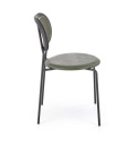 Halmar K524 krzesło zielony, materiał: eko skóra / rattan syntetyczny / polipropylen / stal malowana proszkowo