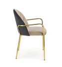 Halmar K500 krzesło beżowy / czarny, materiał: tkanina - velvet / stelaż złoty