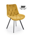 Halmar K519 krzesło musztardowy, funkcja obracania, tkanina - velvet / stal malowana proszkowo