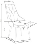 Halmar K365 krzesło czarny, materiał: tkanina velvet / stal malowana proszkowo