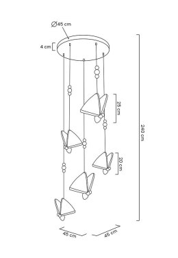 King Home Lampa wisząca BUTTERFLY DISC 5 złota