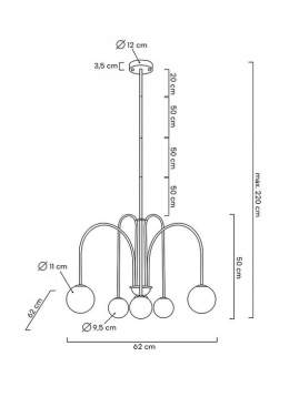 LAMPA WISZĄCA NERI Moosee MOOSEE ZŁOTA metalowa klosze SZKŁO MLECZNE w kształcie kuli 6xG9