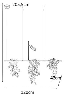 LAMPA WISZĄCA LED PLANT LINE Moosee MOOSEE CZARNA METAL POŁĄCZENIE KWIETNIKA Z OŚWIETLENIEM LAMPKA Z MOŻLIWOŚCIĄ REGULACJI