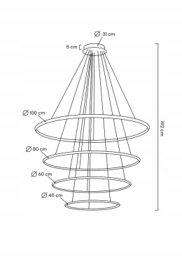 LAMPA WISZĄCA OKRĄGŁA LED RING SLIM M ZŁOTA STAL Moosee MOOSEE OSŁONA KLOSZA Z AKRYLU