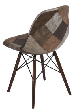 D2.DESIGN Krzesło P016W patchwork beż - brąz/ dark