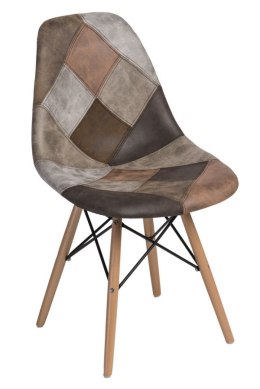 D2.DESIGN Krzesło P016W patchwork beżowo - brązowy
