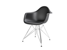 D2.DESIGN Krzesło P018 PP tworzywo czarne metalowe chromowane nogi HF komfortowe i lekkie
