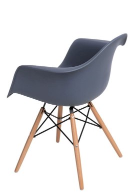 D2.DESIGN Krzesło P018W PP dark grey, drewniane nogi