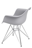 D2.DESIGN Krzesło P018 PP tworzywo jasny szary light grey, nogi metalowe chromowane HF wygodne i lekkie