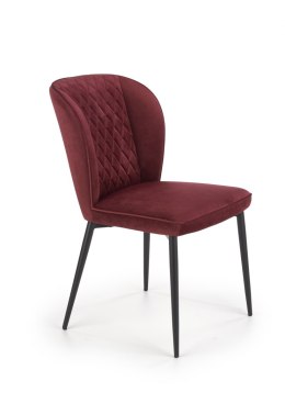Halmar K399 krzesło bordowe tkanina aksamit nogi /stal czarne