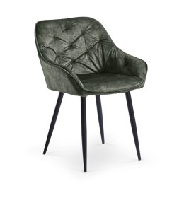 Halmar K418 krzesło ciemny zielony tkanina velvet/czarny