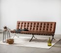 D2.DESIGN Sofa BA3 3 osobowa, jasny brąz skóra naturalna