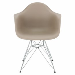 D2.DESIGN Krzesło P018 PP tworzywo szary mild grey, metalowe chromowane nogi HF z podłokietnikami