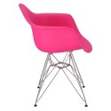 D2.DESIGN Krzesło P018 PP tworzywo różowe chromowane nogi metalowe H F z podłokietnikami